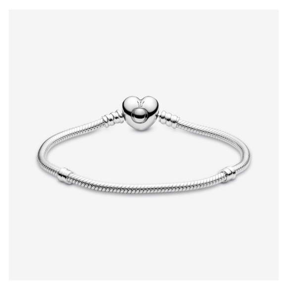 Pandora Moments Heart Clasp Snake Chain Bracelet with Three Charms - Picture 9 of 10